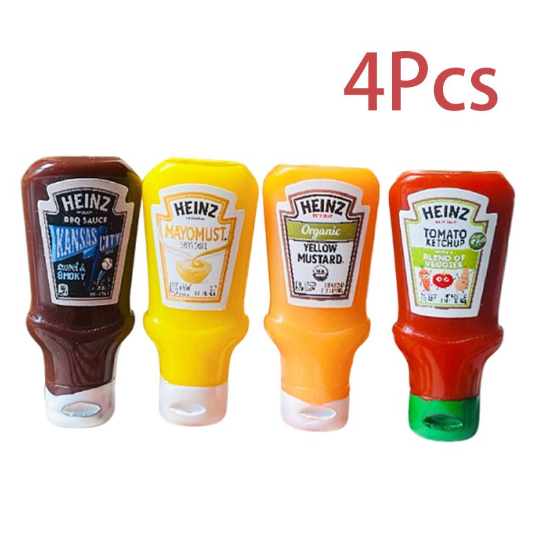 Kids Outdoor Kitchen Accessories - 4 قطعة دمية مصغرة الفراولة صلصة