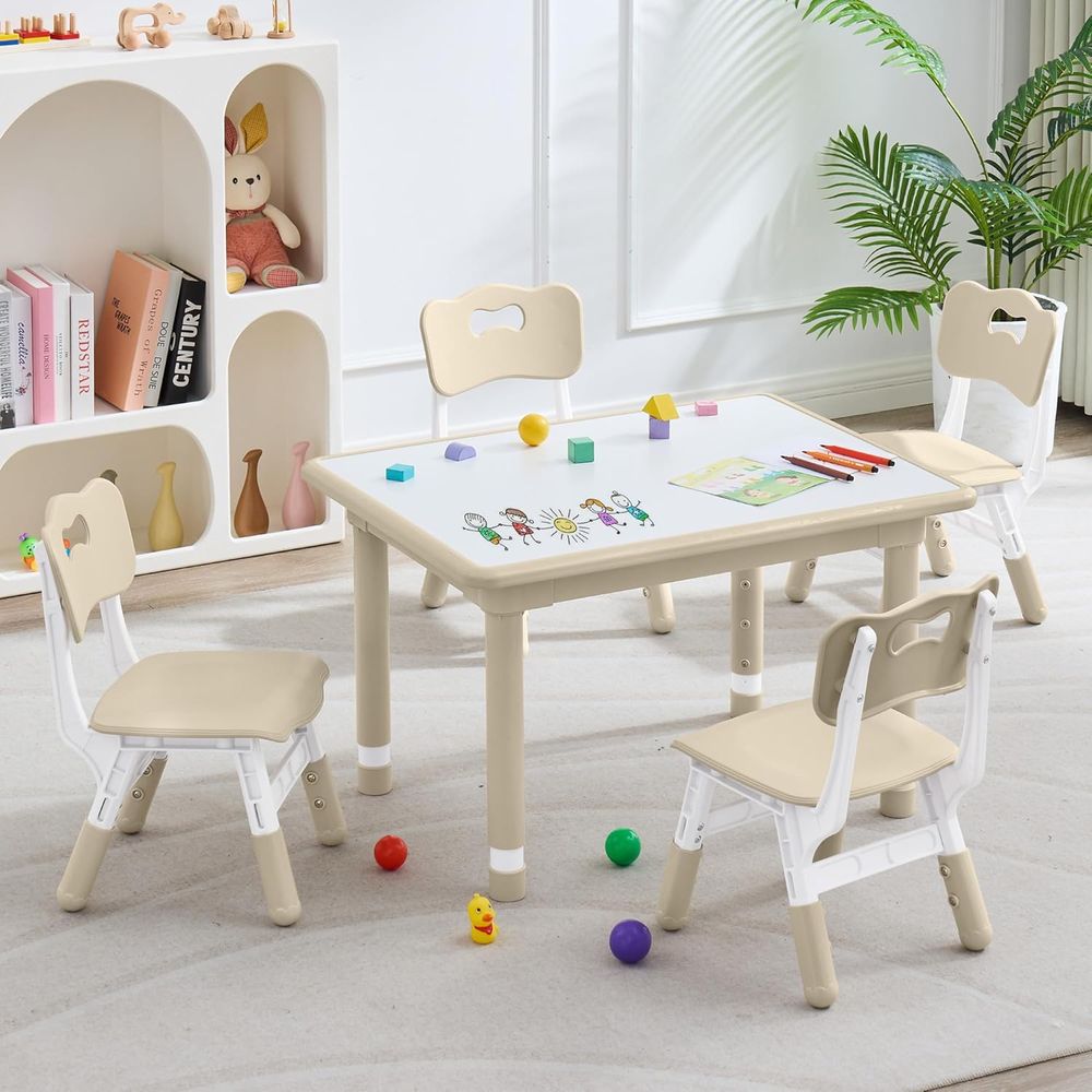 Kids Outdoor Table And Chairs - طقم طاولة و4 كراسي للأطفال، قابل