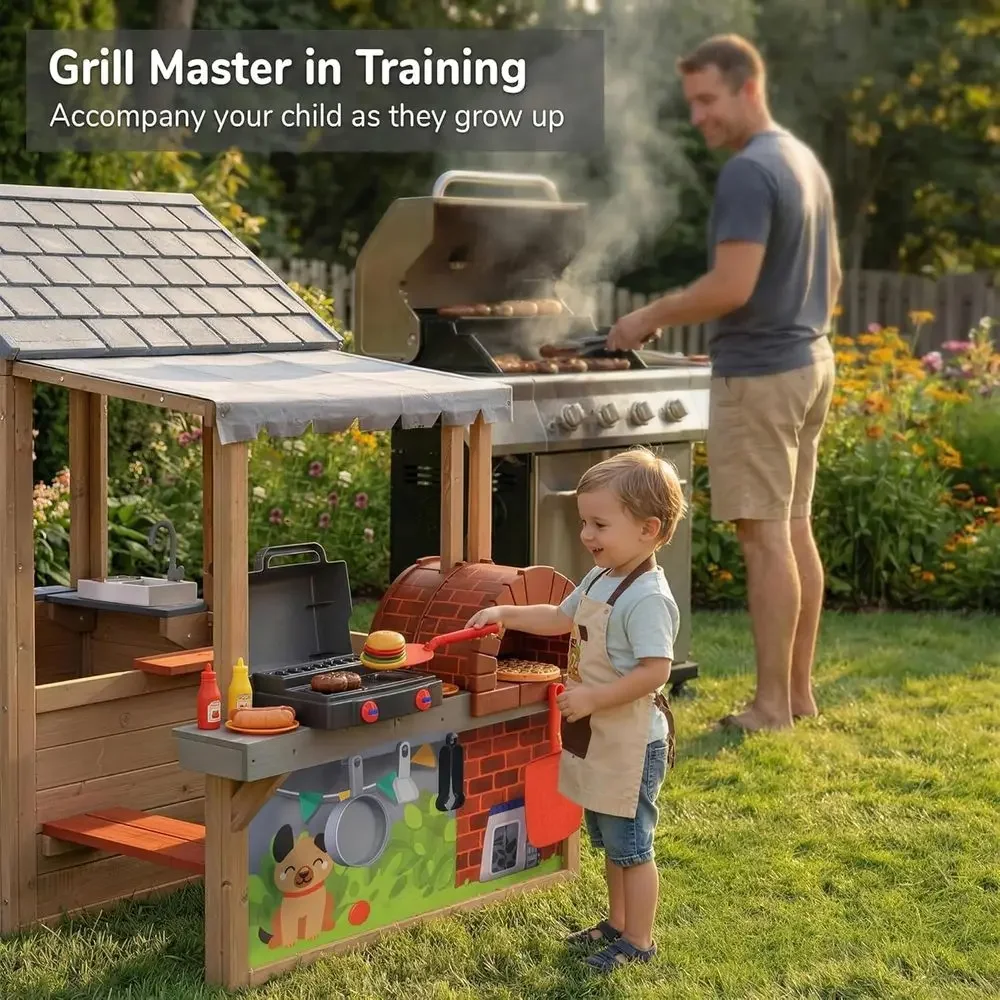 بيت ألعاب خشبي للأطفال للاستخد - مراجعة Kids Outdoor House With Kitchen وسعره