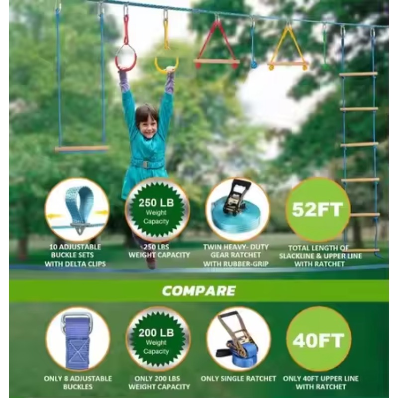 مجموعة أدوات دورة عقبة المحارب - مراجعة Kids Outdoor Monkey Bars وسعره