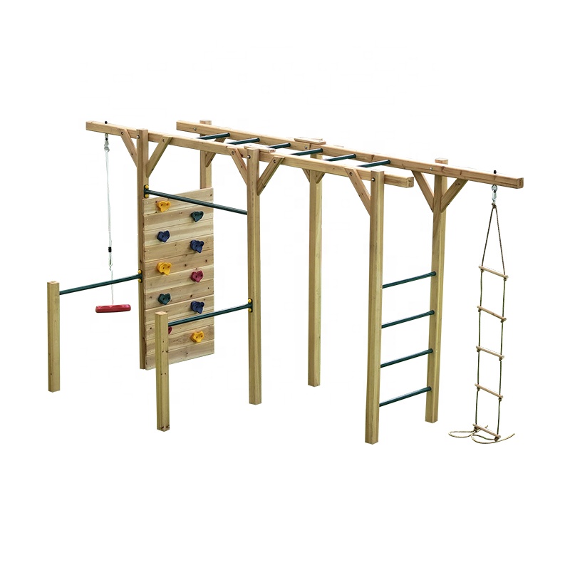 معدات لياقة بدنية خشبية 6 في 1 - مراجعة Kids Outdoor Monkey Bars وسعره