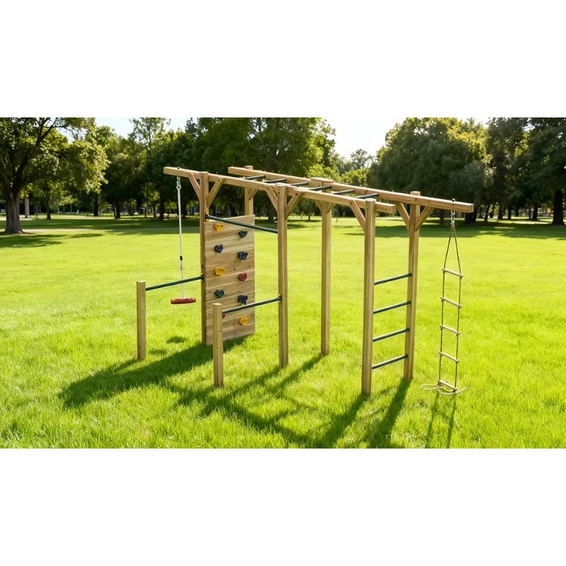 معدات لياقة بدنية خشبية 6 في 1 - مراجعة Kids Outdoor Monkey Bars وسعره