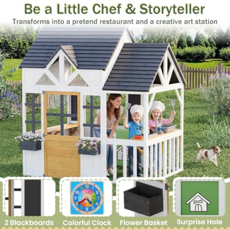 بيت لعب خشبي خارجي للأطفال من  - مراجعة Kids Outdoor House With Kitchen وسعره
