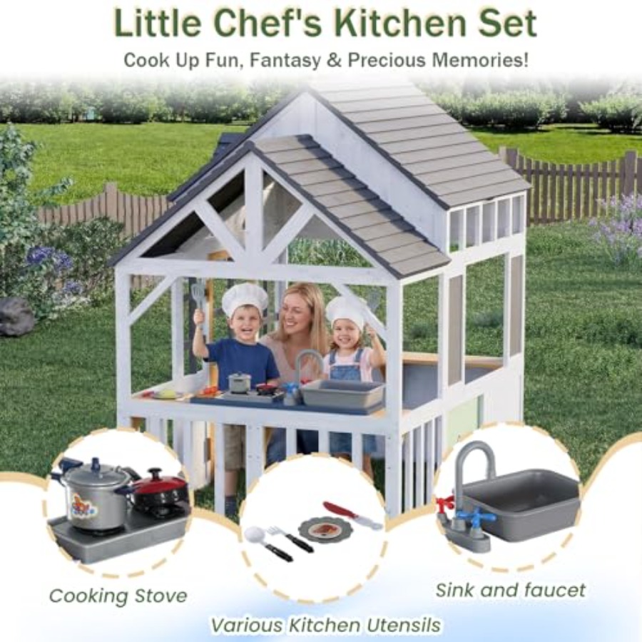 بيت لعب خشبي خارجي للأطفال من  - مراجعة Kids Outdoor House With Kitchen وسعره