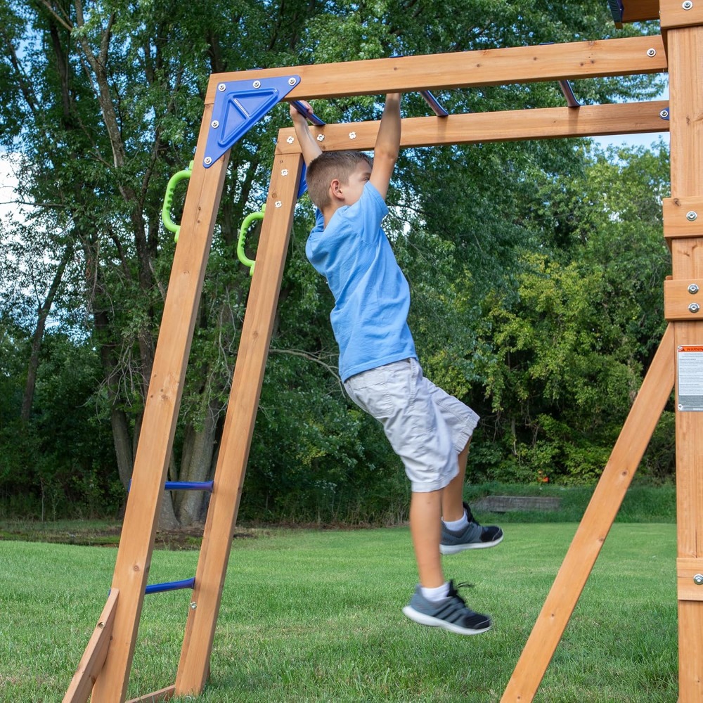 مجموعة أرجوحة خشبية من خشب الأ - مراجعة Kids Outdoor Monkey Bars وسعره