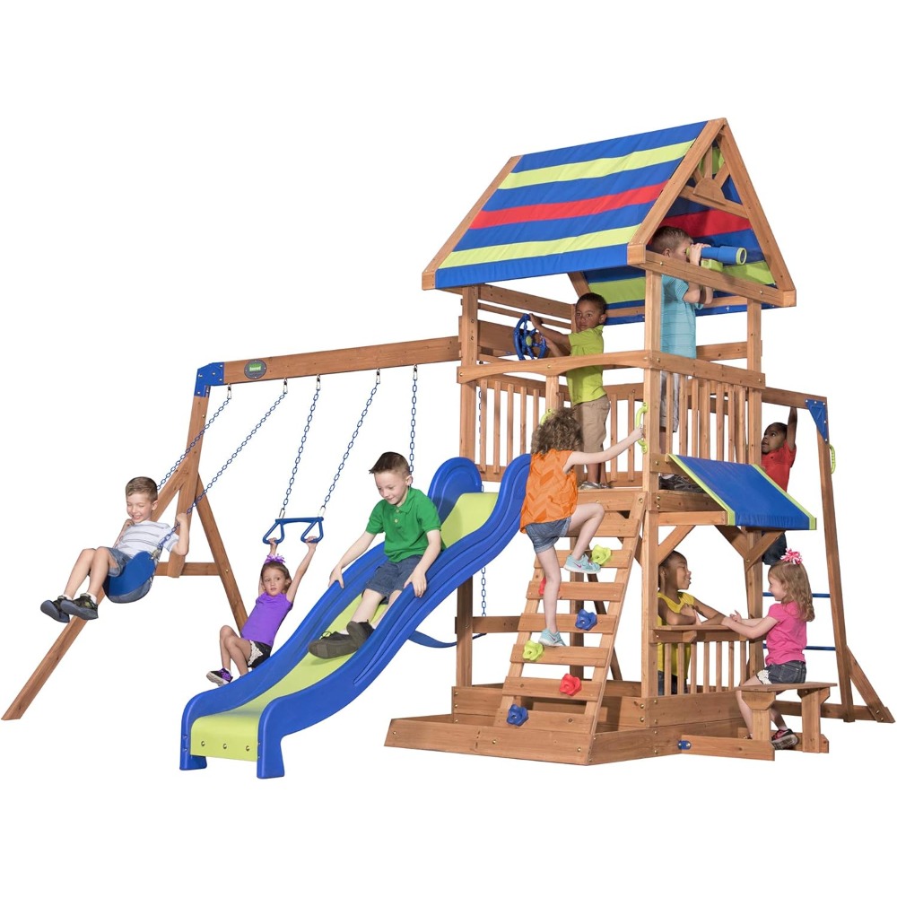 مجموعة أرجوحة خشبية من خشب الأ - مراجعة Kids Outdoor Monkey Bars وسعره